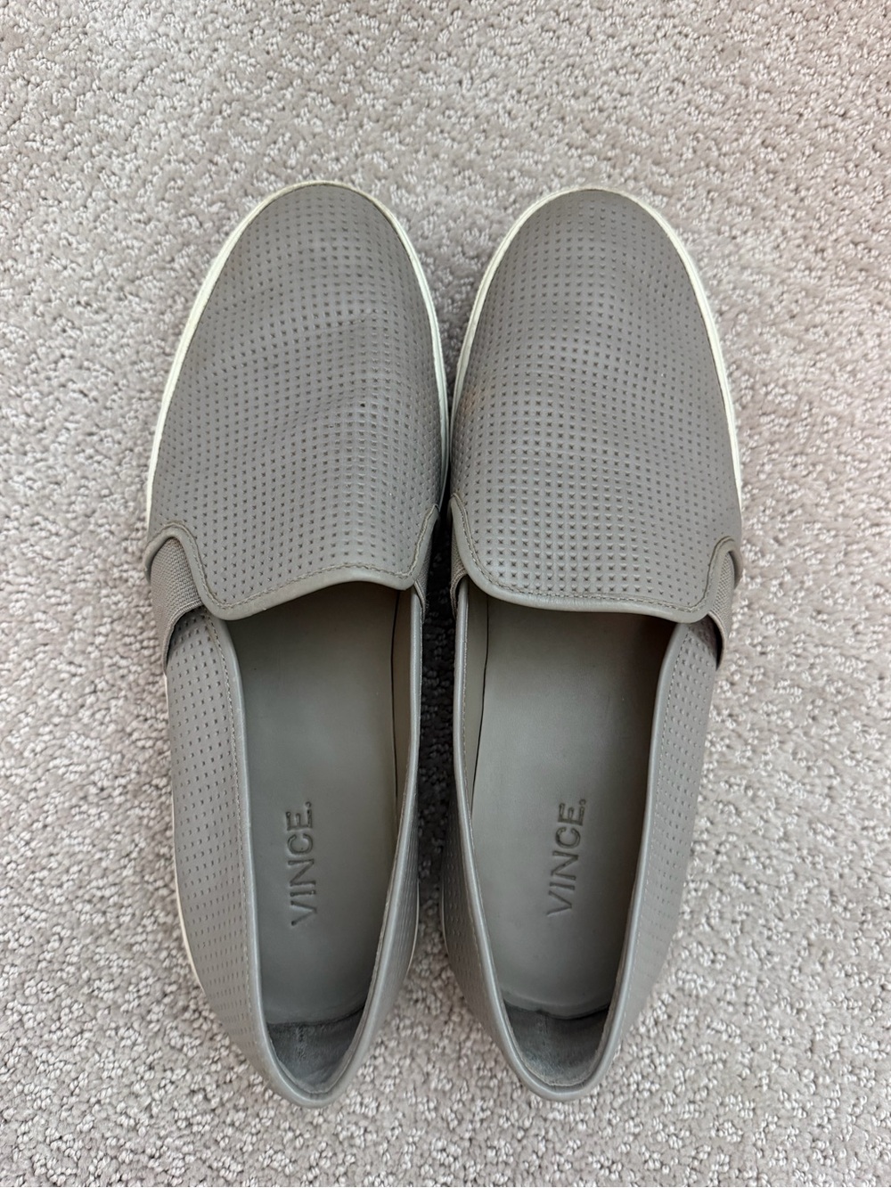 Vince Perforated Slip-On Leather Sneakers in Black with White Sole